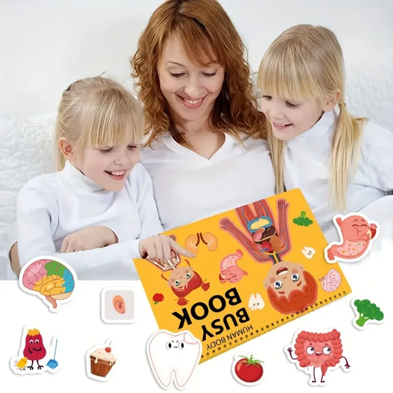 15 Themes Kids Busy Book Set Educational Preschool Learning Quiet Book Human Body Structure Cognitive Development Book