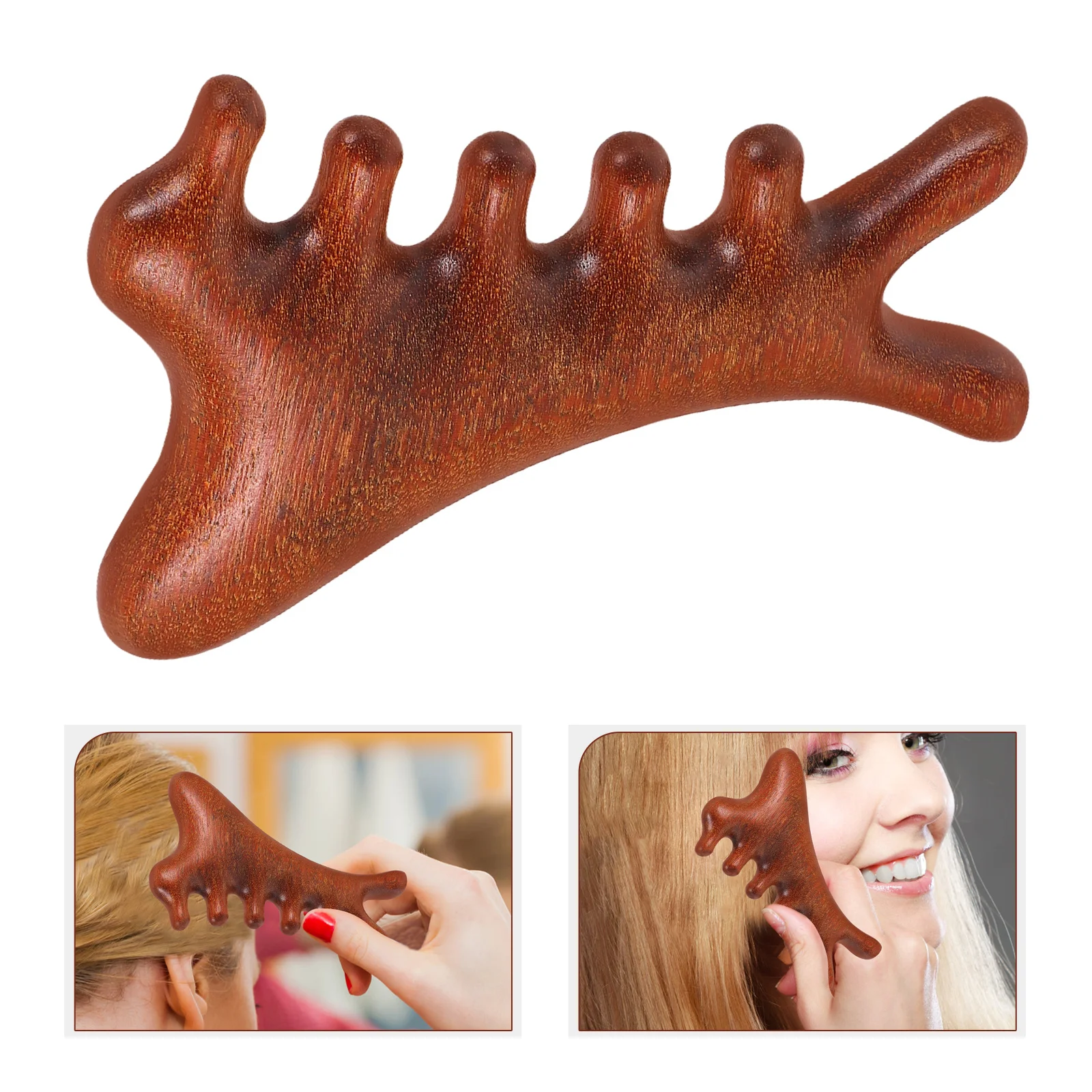 

Elegant Wooden Scalp Massager Comb Wide Tooth Detangling Tool for Curly Hair Portable Stylish Scalp Comb for Build Up