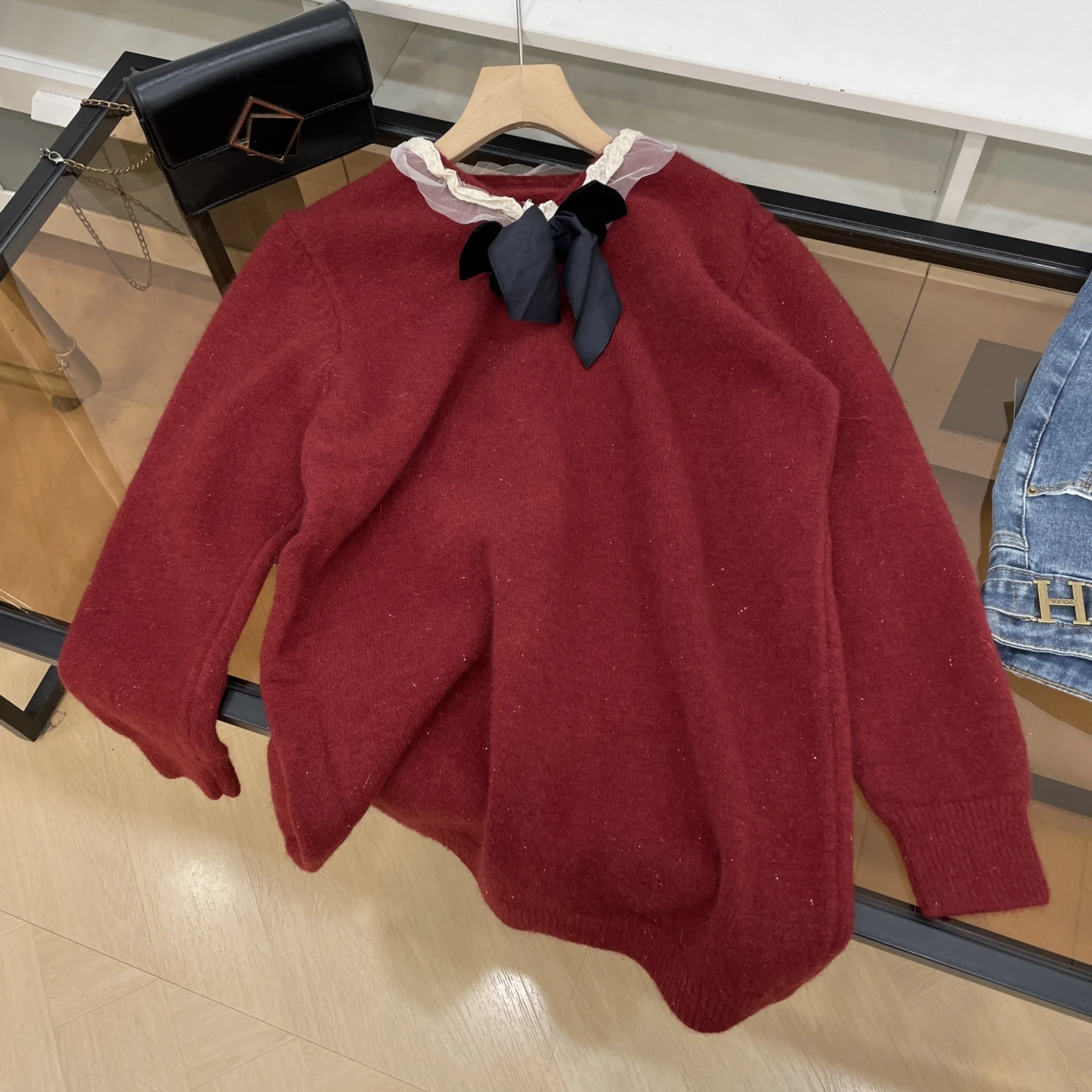 

Lace Splice Long Sve Women's Sweater Faionable Autumn Versatile Sweet Sle Straight Tube Knitted Cardigan Chinese Produ...