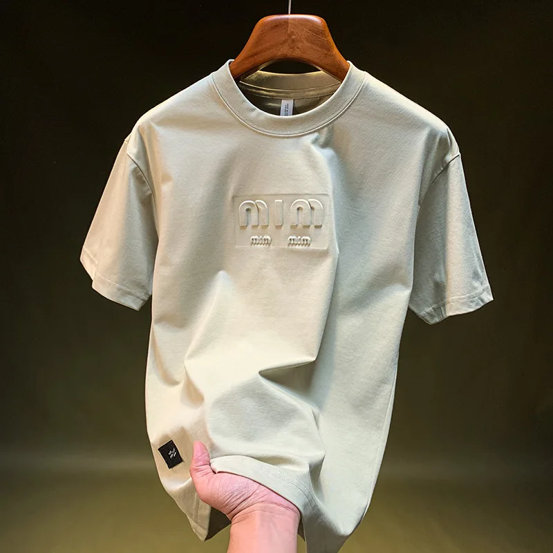 Letnia koszulka z krótkim rękawem męska luźna koszulka z półrękawem 2025 cienka, codzienna, modna marka modna, wszechstronna koszulka