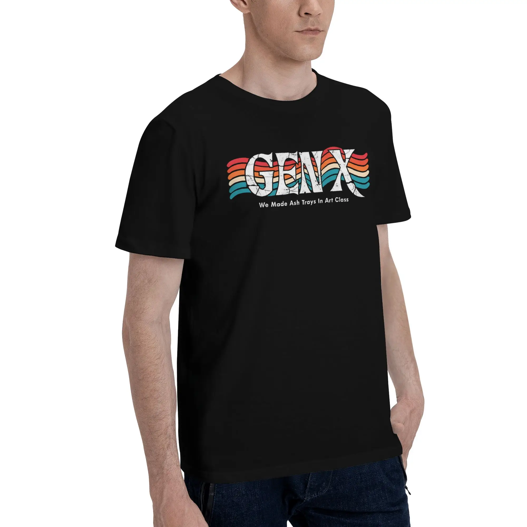 1 Piece Vintage Funny 100% Cotton T-Shirt Gen X WE MADE ASHTRAYS IN ART CLASS Tees Tops For Men