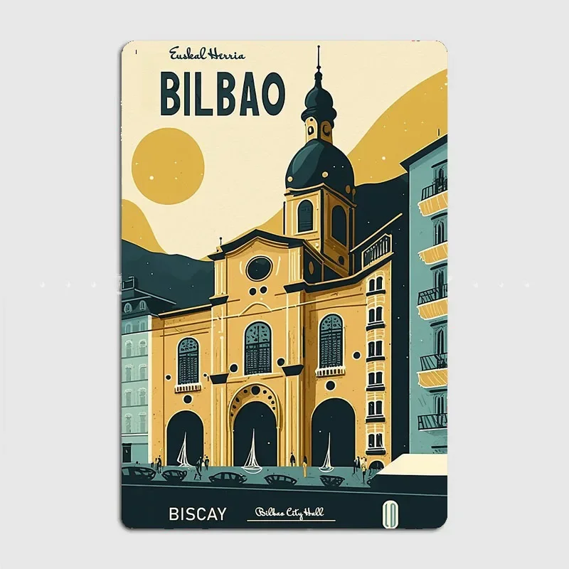 Bilbao Spain s City Travel Scenery Sights Retro Poster Metal Sign Garage Club Indoor Room Wall Decor Custom Tin Home Decor