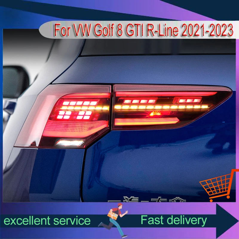 Car Styling For VW Volkswagen Golf 8 GTI R-Line Pro Tail Lights 2021 2022 2023 Newest Style LED DRL Auto Brake Rear Accessories