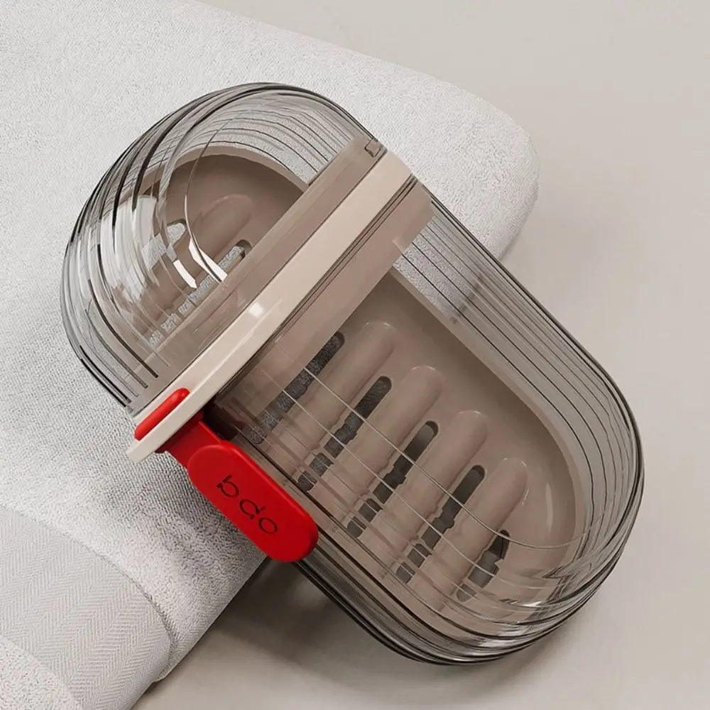 

Organizer Tray Portable Soap Dish Transparent with Lid Travel Soap Box Brown Storage Container Soap Case Home