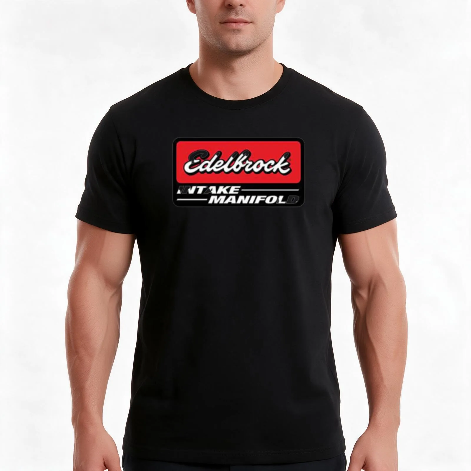 Edelbrock Classic T-Shirt, Summer Casual Cotton Tee, Oversized Streetwear Tops, Vintage Graphic Print, Loose Fit Short Sleeve