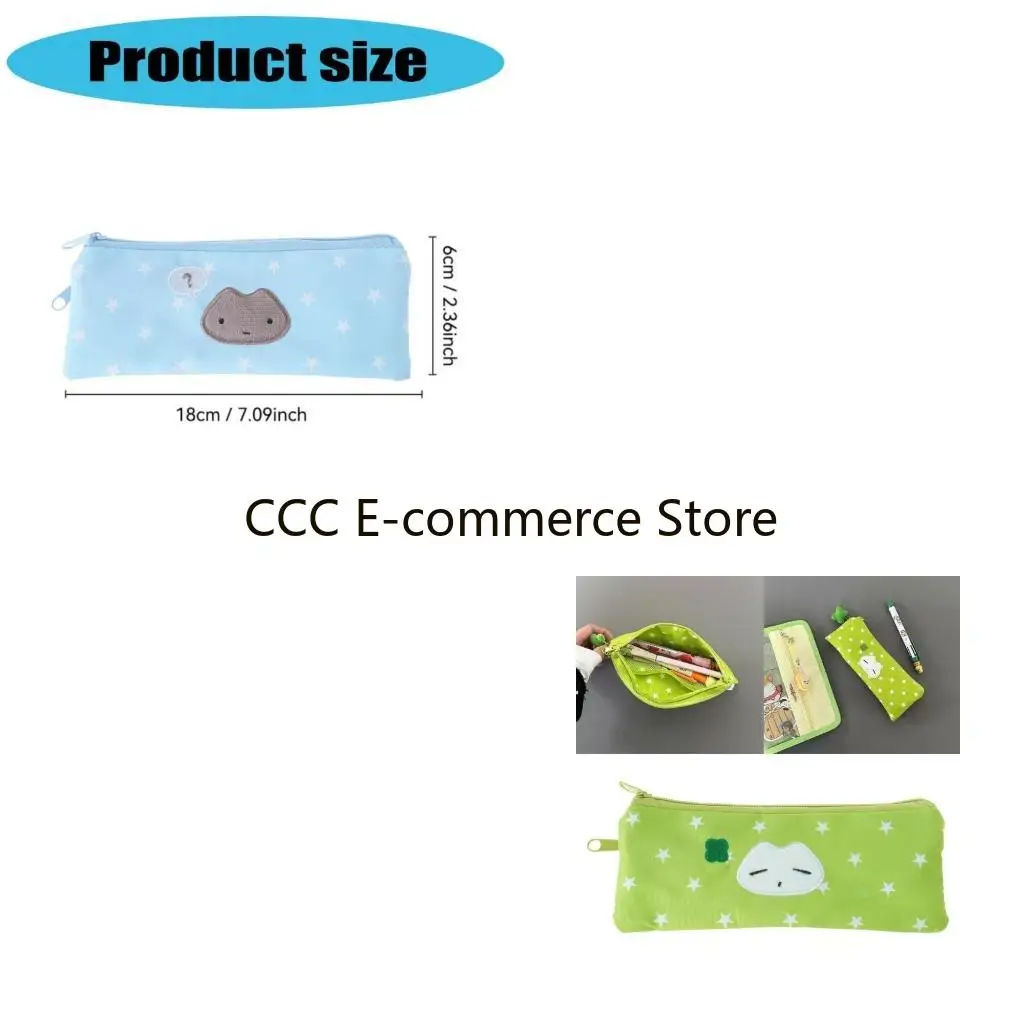 Star Print Pencil Case Double Layered Pen Case Pen Pouches with 2 Compartments R58A