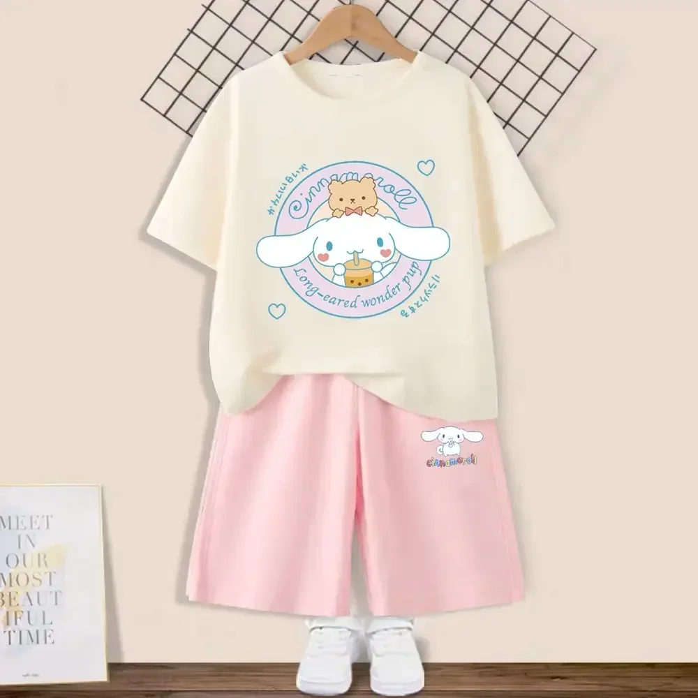 

Sanrio Series T-Shirt Boys and Girls' Summer SetLaurel Dog Clothes Children's Pure Cotton Short Sleeve Casual Sportswear