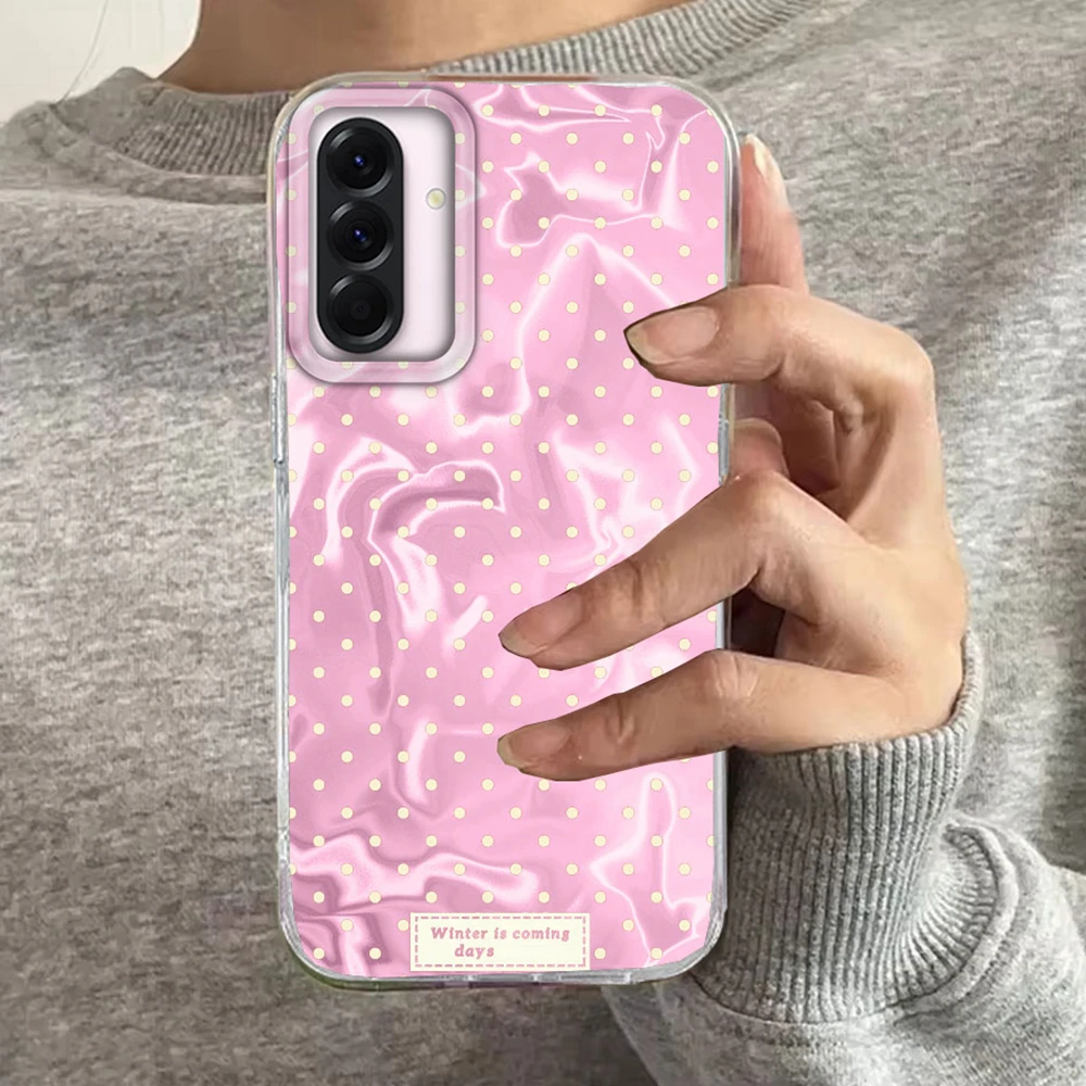 Rosa Blau Paar Ciruclar Dots Handyhülle für Samsung Galaxy A56 A55 A16 A07 A17 A26 A36 A25 A35 A14 A34 A54 A15 A13 A12 Abdeckung