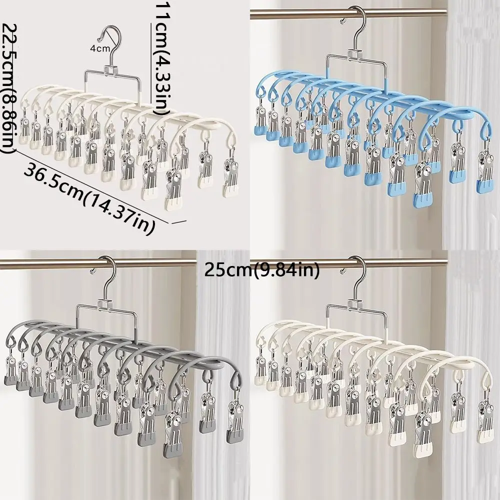 Kleiderbügel aus Edelstahl, 20 Clips, rostfrei, für Socken, Wäscheständer, rutschfest, tragbar, für kleine Räume