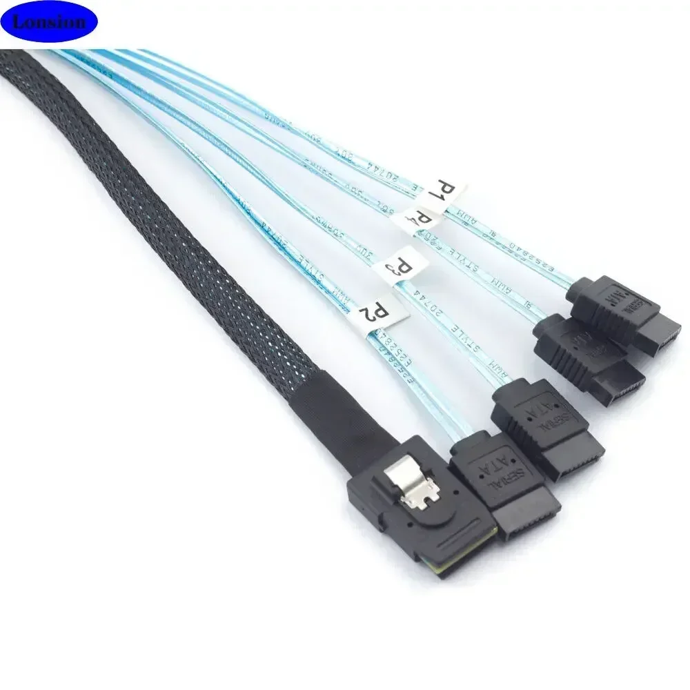 كابل توصيل MINI SAS SFF-8087 إلى 4 منافذ SATA عالي السرعة للخادم