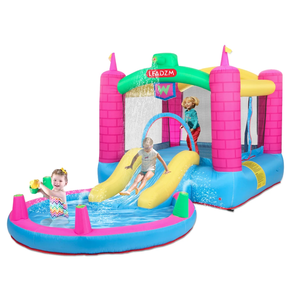 Inflatable Bounce House Water Park Slide Bouncer Climbing Wall Bouncy Castle Large Jumping Area Ideal Kids Jumper