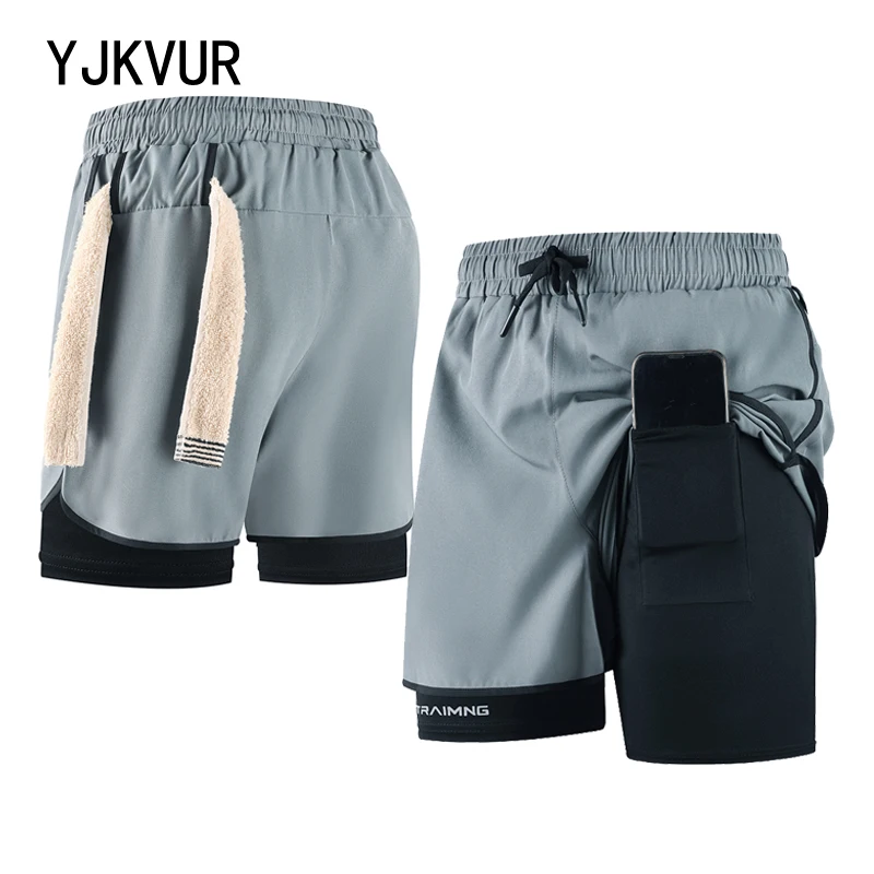

Men's 2 in 1 Running Shorts Summer Quick Dry Breathable 5" Gym Shorts with Compression Liner & Phone Pocket for Workout Running