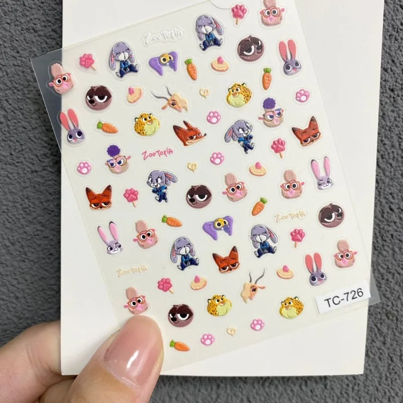 Cute Cartoon Zootopia Nail Art Stickers Embossed Stickers Judy Hopps Nick Wide diy Handbook Nail Decorative Stickers Gift