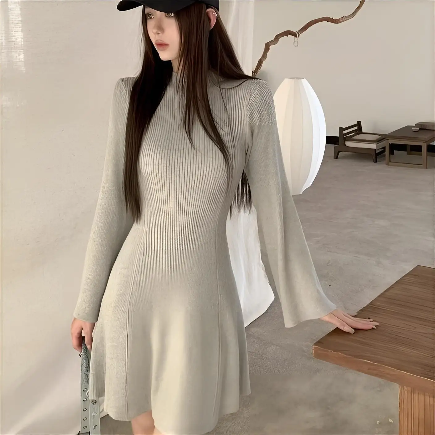 

Knee Length Pullovers Girls Sweaters Jumpers Women Versatile Oversized Performance Princess Highstreet Texture Splicing Hook Ins
