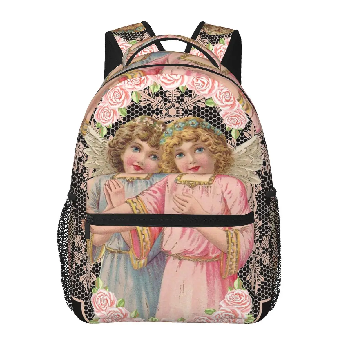 

Kawaii Victorian Angel Vintage Rose Student Backpack School Bag Hiking Travel Daypack for Men Women Bookbag Shoulder Bags