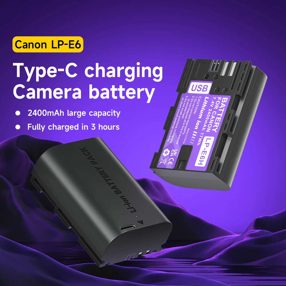 LP-E6 LP E6 LP E6N Type-C Charging Battery with LCD Charger Case for Canon 5D Mark II III 7D 60D EOS 6D 70D 80D EOS 5DS R Camera