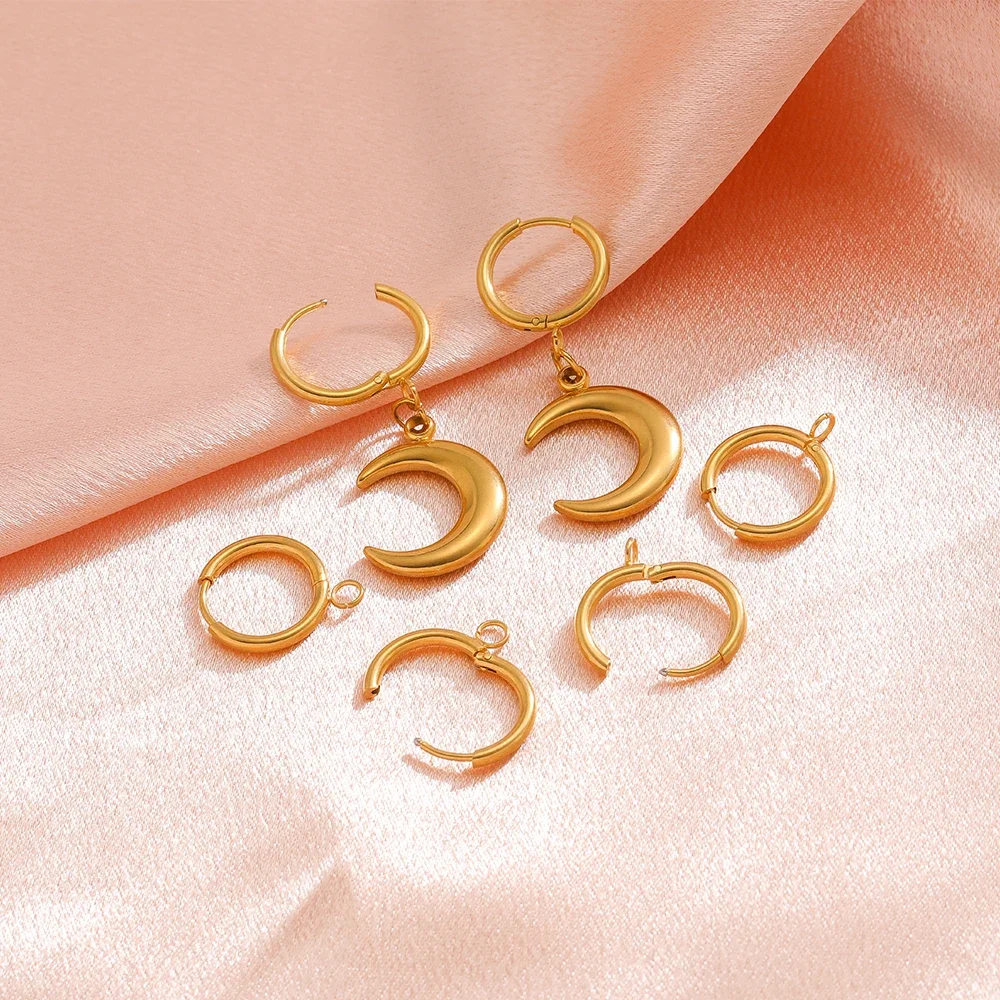 10pcs 18k Gold Plated Stainless Steel Earrings Hooks with Loop Ear Post Jump Ring for DIY Fashion Jewelry Making Components Bulk