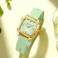 Reloj CURREN elegante y sencillo para mujer, vestido de lujo, esfera cuadrada, correa de silicona con manecillas luminosas, nuevo reloj de pulsera de cuarzo