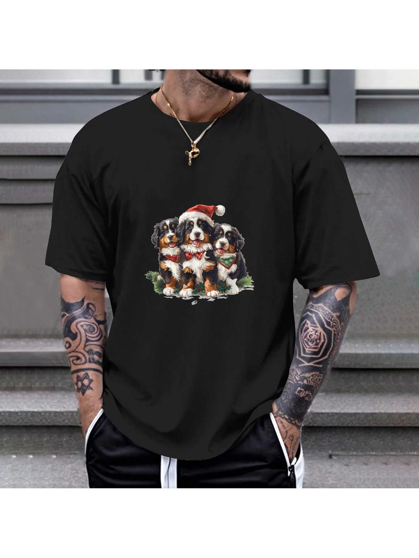 

Christmas Bernese Mountain Dog T-Shirt - 180gsm Cotton, Santa Hat/Mistletoe, Unisex Festive Tee