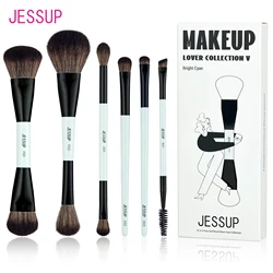 Jesup-メイクブラシのセット、両面、ファンデーション、輪郭、ブラッシュ、ミックス、アイブロウシャドウ、ブライトシアン、t501