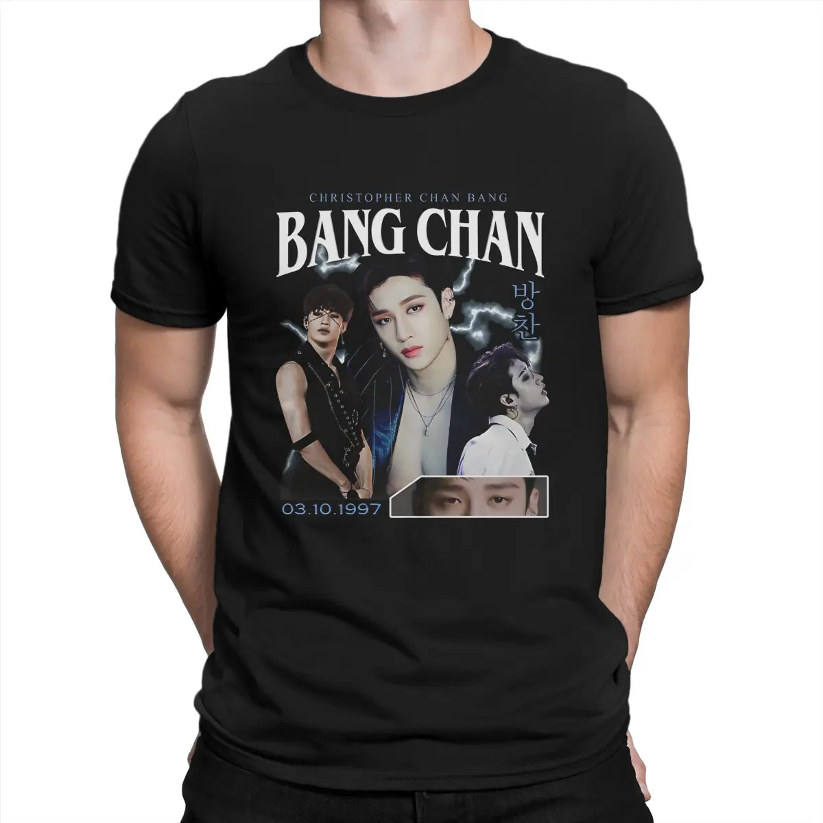 Vintage 90 T-Shirt for Men Bang Chan Novelty Pure Cotton Tee Shirt Crewneck Short Sleeve T Shirt Birthday Gift Clothing