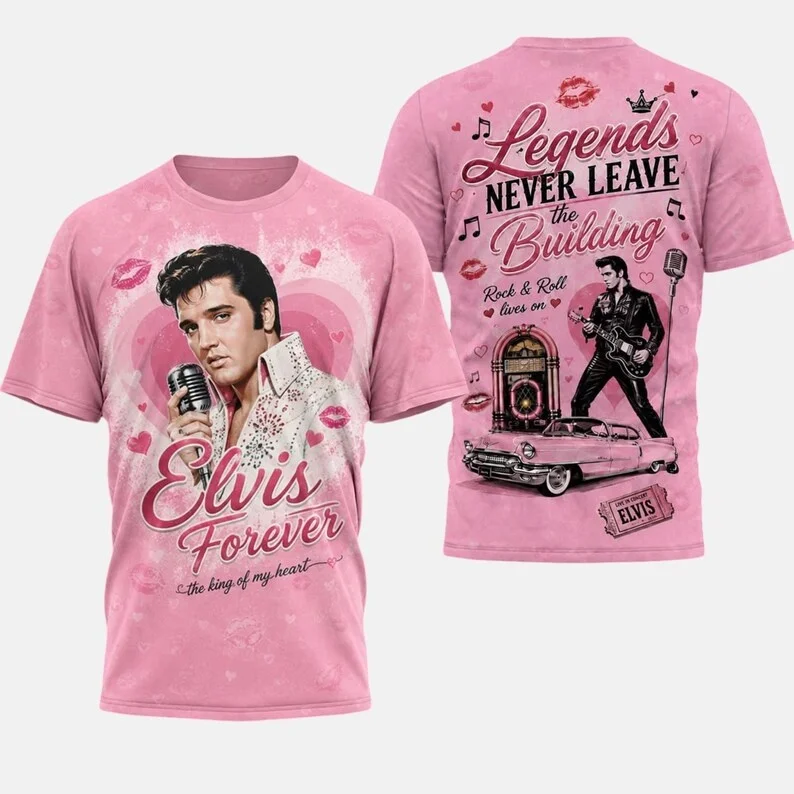 26 New Elvis Presley European and American Retro Rock Superstar Singer Commemorative Jersey 3D Quick Drying Sports Men's T-shirt