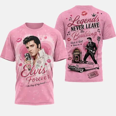 26 New Elvis Presley European and American Retro Rock Superstar Singer Commemorative Jersey 3D Quick Drying Sports Men's T-shirt