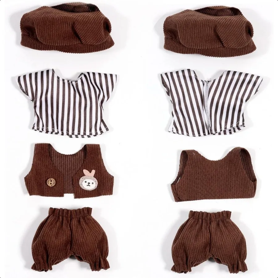 Ropa De Muñeca Para Labubu De 17 Cm, 3 Piezas Con Sombrero, Mono Y Prenda, Accesorios De Poliéster Suave Para Peluches, Regalo De Moda Para Fans De Dibujos Animados (Muñeca No Incluida)