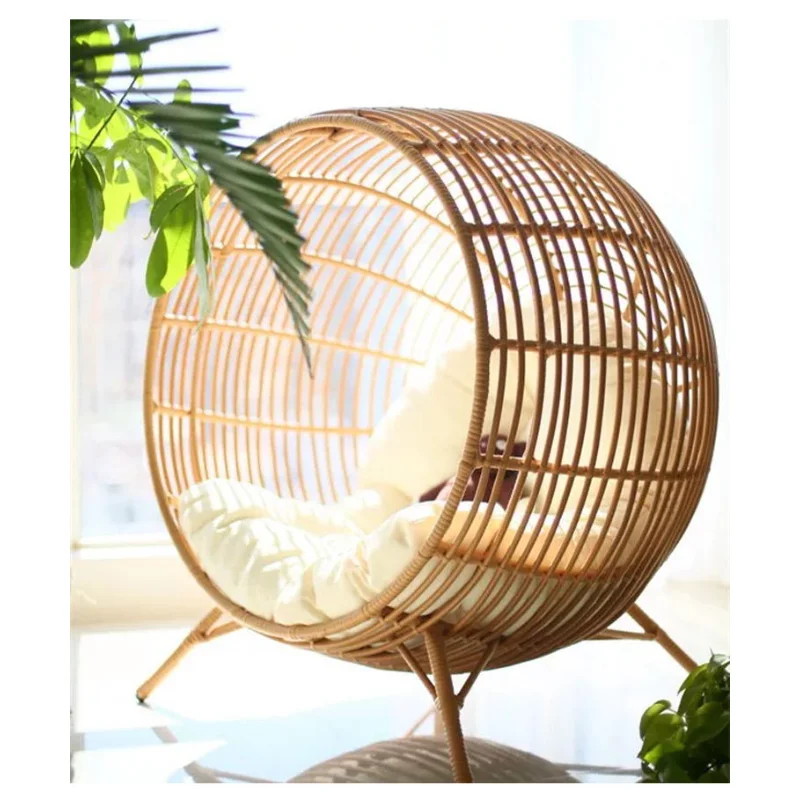 Outdoor leisure rattan bed, balcony, hanging chair, courtyard photography, bird's nest rattan chair, rattan sofa, round bed,