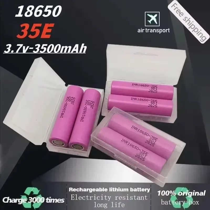 

New 100% Original 18650 3500mAh 25A Discharge INR18650 35E 3500mAh 18650 Battery Li-ion 3.7V For screwdriver Rechargable Battery