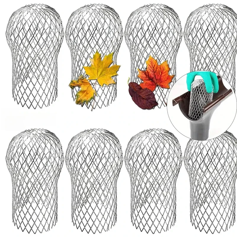 10pcs/set Metal Aluminum Filter Mesh Gutter Leaf Debris Mud Trap Guards Drain Pipe Cover Downpipe Guttering System Waterproof