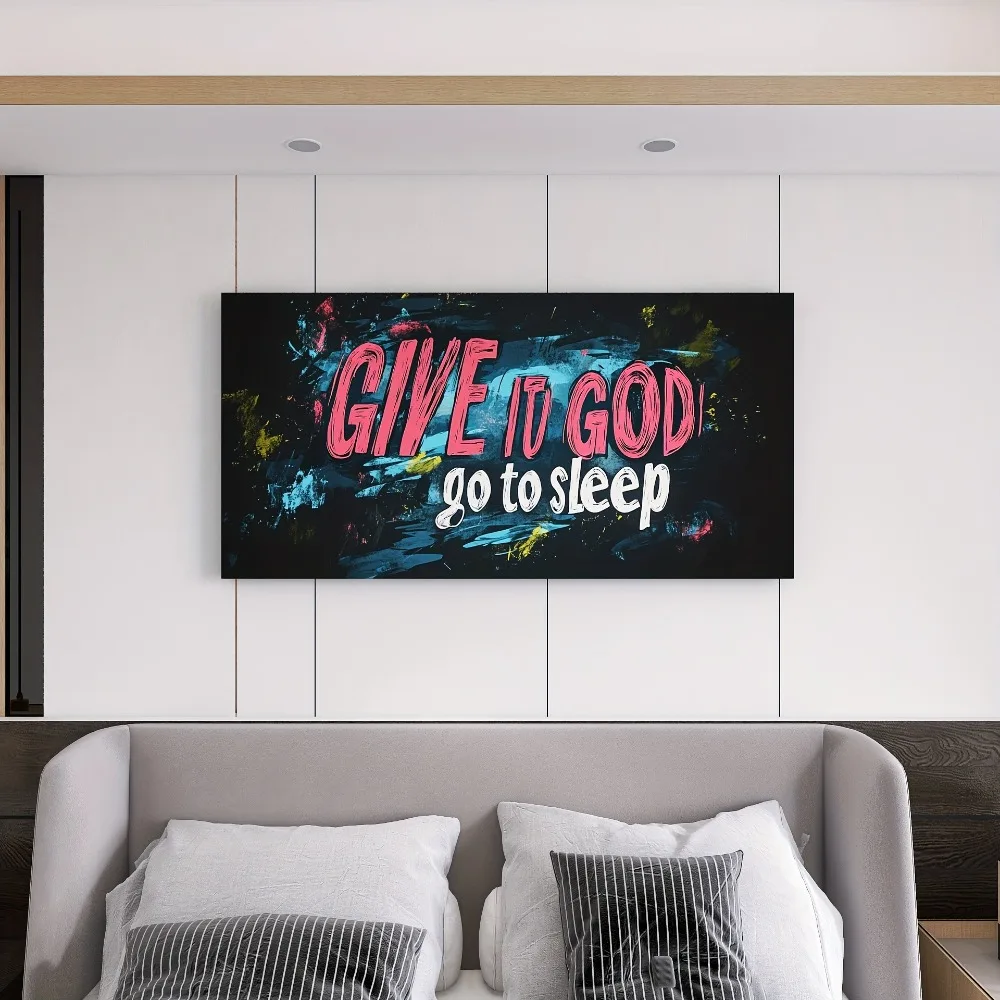 

Let It God Sleep — вдохновляющее абстрактное настенное искусство с сосновой рамой толщиной 1,5 дюйма и холщовой отделкой в стиле окантовки.