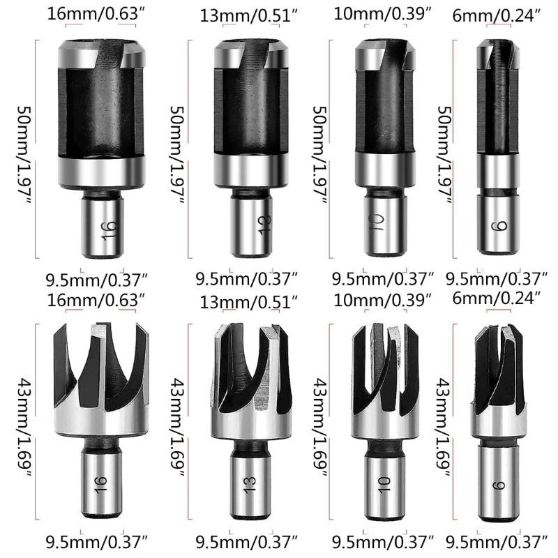 Juego brocas para cortar con enchufe para madera, brocas chaflán para carpintería acero carbono, envío directo