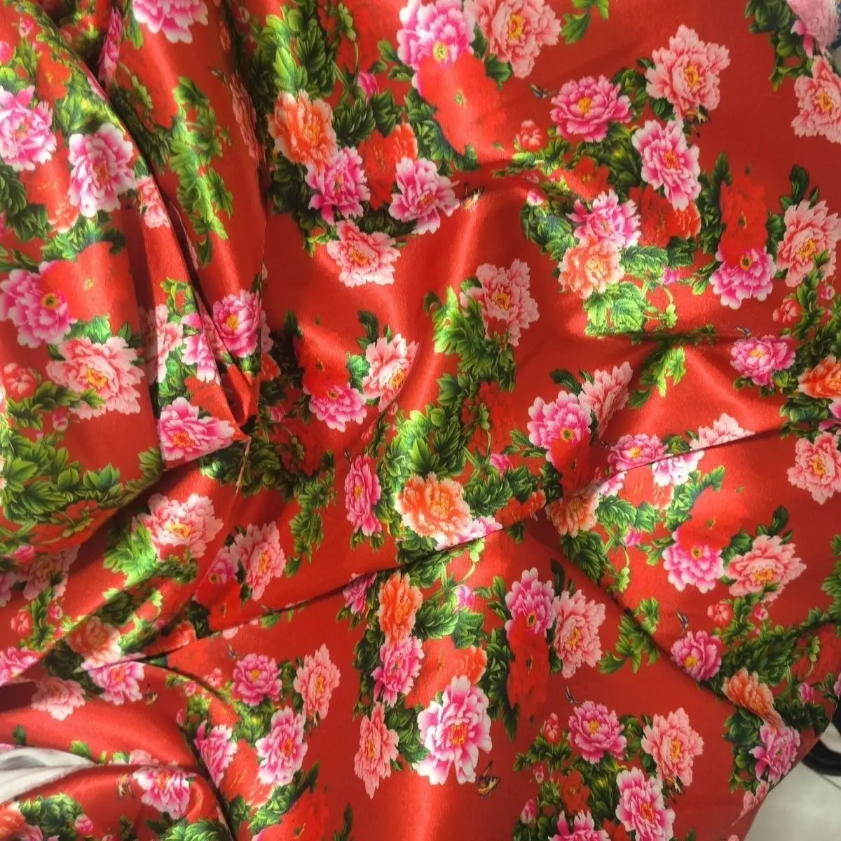 Floral Print Acetate Satin Fabric Silky Smooth By The Meter for Bed Sheets Diy Sewing Lining Textile Soft Cloth