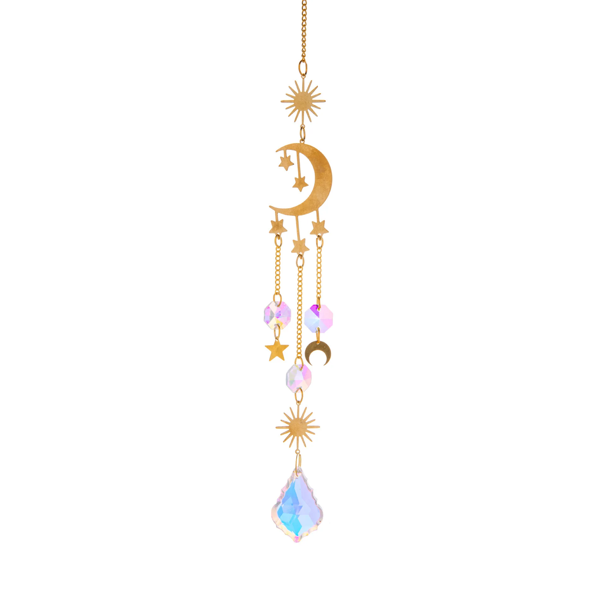 5PC Crystal Wind Chime Rainbow Maker Sun Catcher Dream Catcher Pendant Home Garden Decor Wind Chime Holiday Festival Home Decor