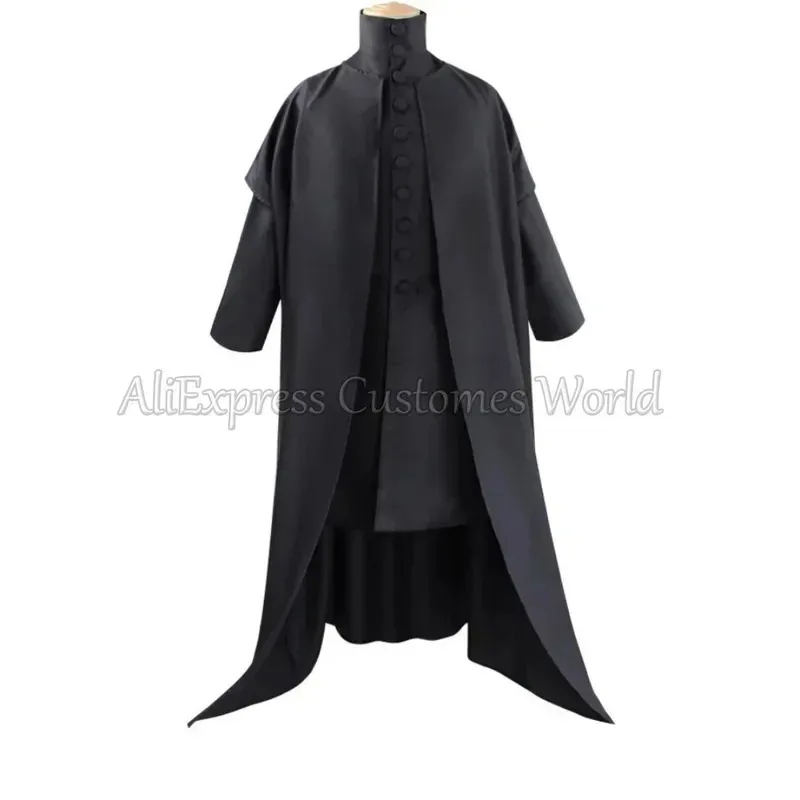 Movie Magic Wand Professor Severus Snape Cosplay Costume Anime Hogwartes School Black Cloak Robe Halloween Party Uniform Suits