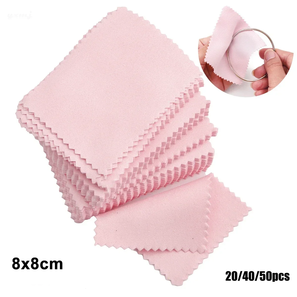 50PCs/pack Jewelry Cleaning Cloth 8cmx8cm Pink Color Jewelry Wiping Cloth Jewelry Tools Jewelry Making Supplies