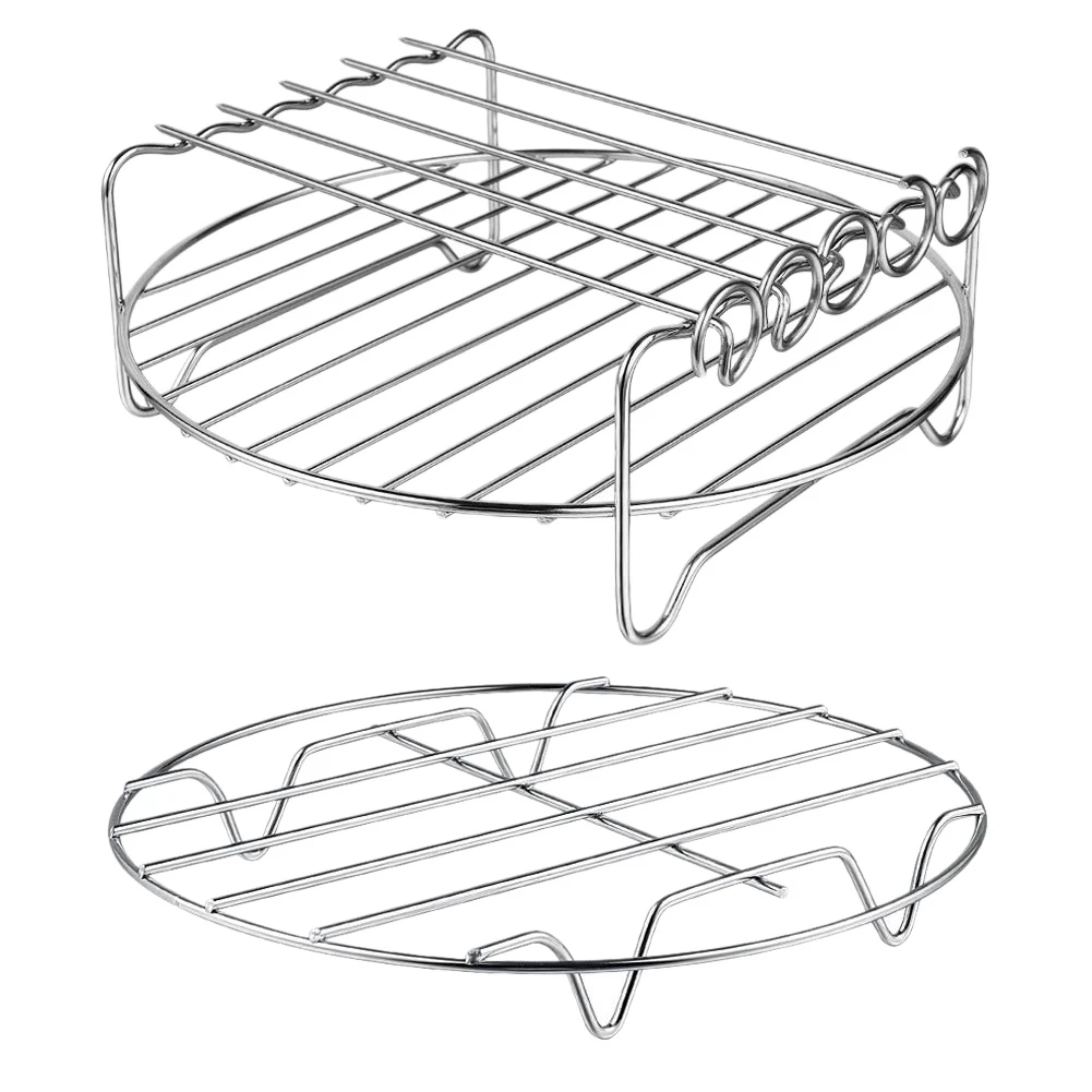 2 pçs acessórios fritadeira de ar rack de ar conjunto multi-purpose dupla camada rack com espeto para xl power airfryer philips