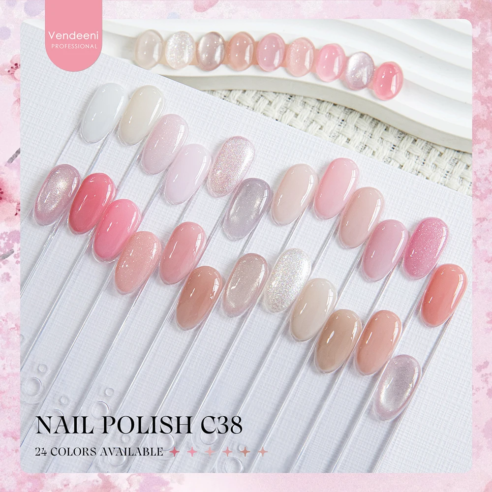 

Vendeeni 24 Colors/set Glitter Platinum Cat Eye Gel Nail Polish UV LED Peach Pink Crystal Magnetic Nail Varnish With Display