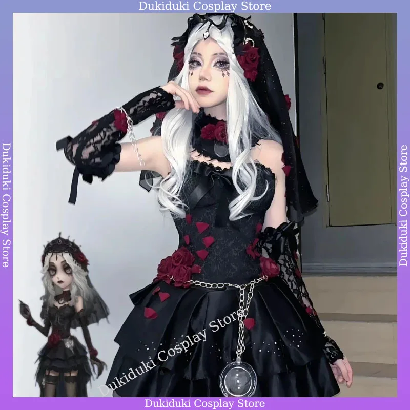 

Fifth Personality Long Night Costume Wholesale Halloween Performance Costumes Anime Female Game Cos Mysterious Black Red Wind