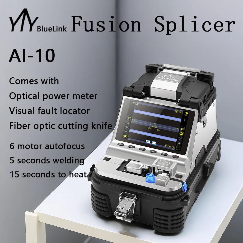 

2023 New Signal Fire Brand AI-10 Optical Fiber Fusion Splicer With Electric Cleaver Splicing Machine 6 Motors Core Alignment