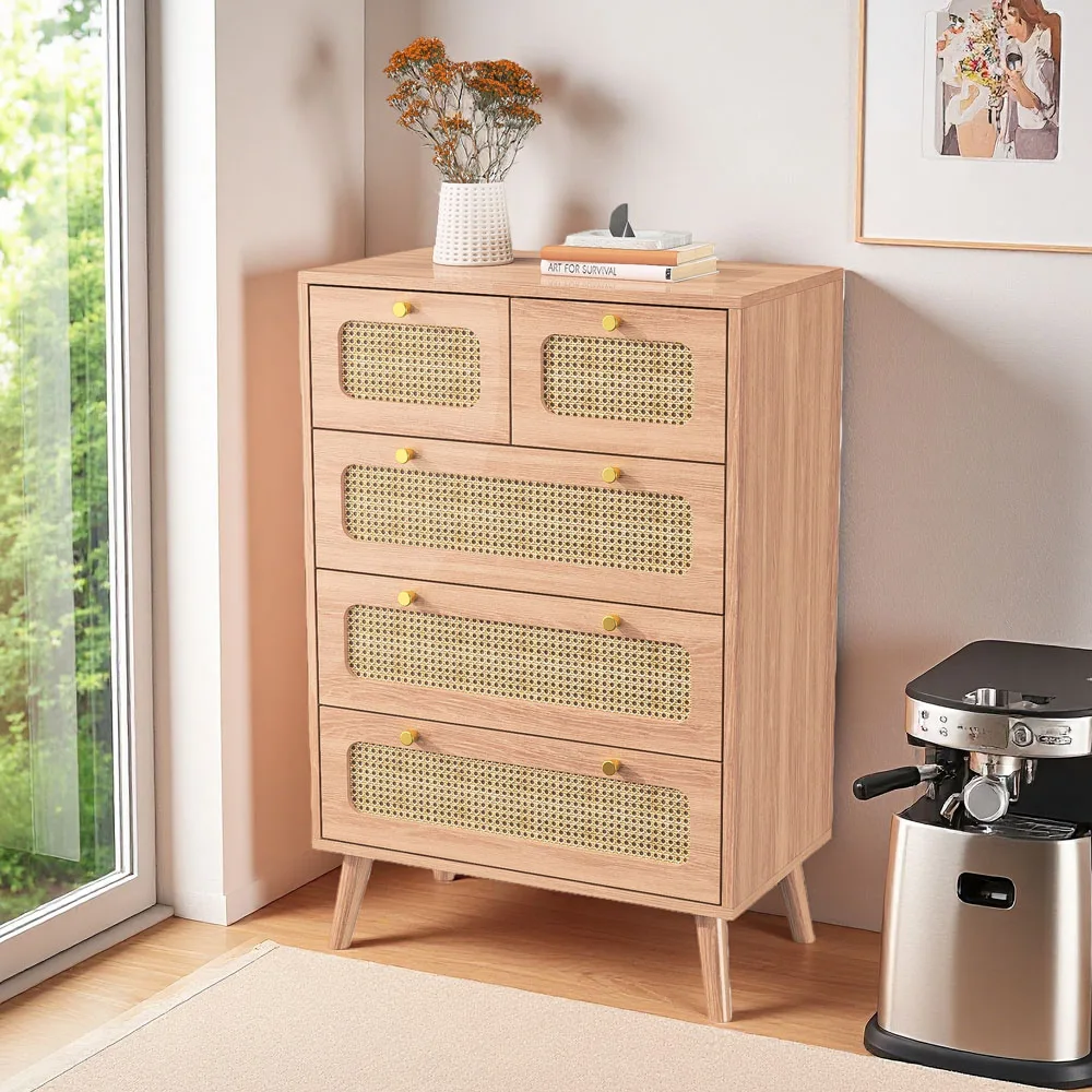 Buffet Superaly, armoire de rangement, commode à 5 tiroirs, armoire de rangement en bois pour salle à manger, salon, chambre à coucher