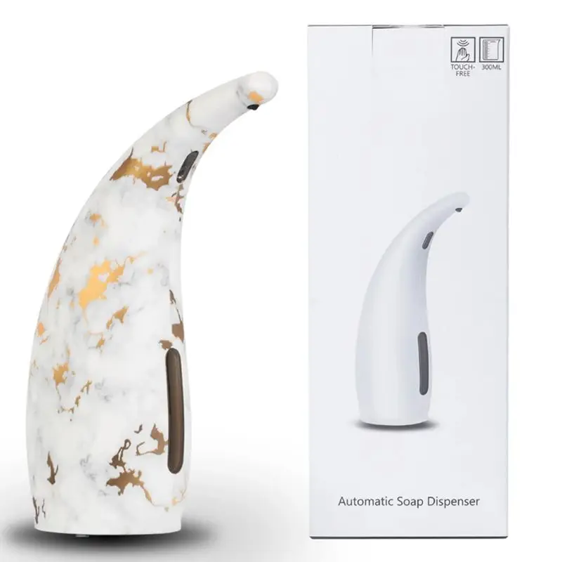 Automatic Soap Dispenser Touchless Hand Sanitizer Liquid Dispenser with Marble Pattern, Waterproof Battery Operated 300ML