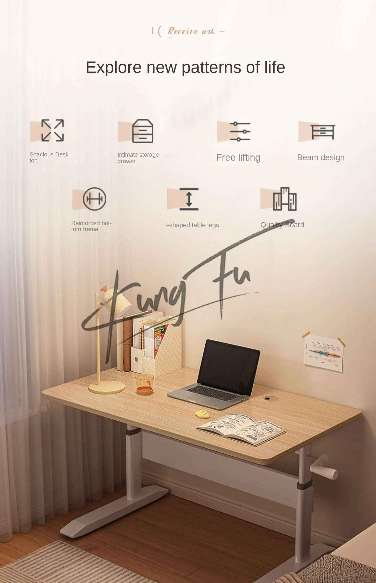 Tavolo da studio con sollevamento a mano