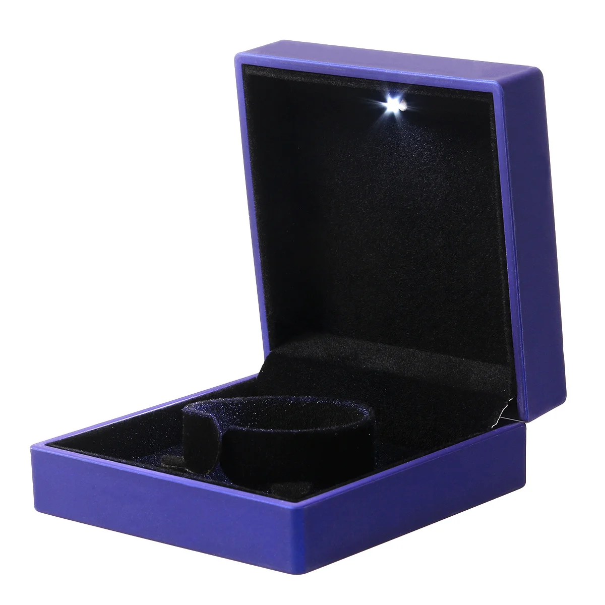 صندوق مجوهرات Led بطانة مطاطية زرقاء مقاومة للغبار والخدش وحامل سوار الإسورة وتغليف الهدايا المضاءة #5