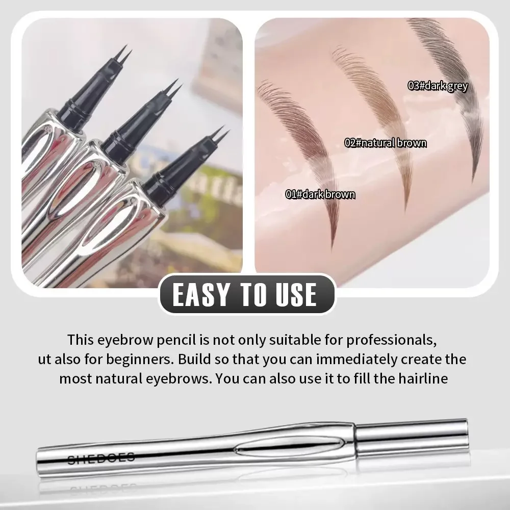 Crayon à sourcils sauvage à 2 points, longue durée, facile à saisir, tatouage de sourcils, liquide fin, couché, ver à soie, maquillage coréen