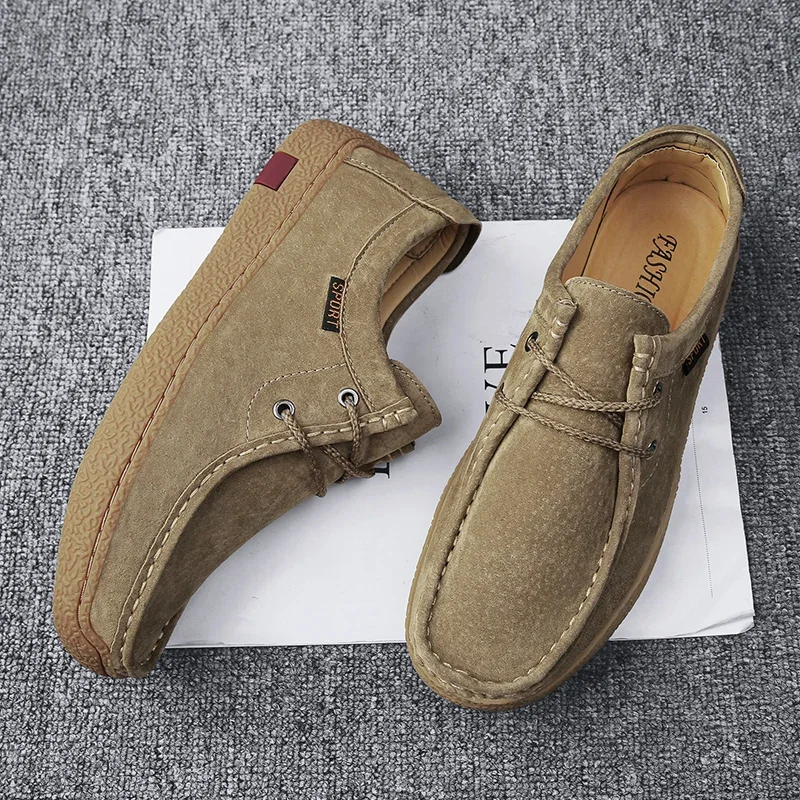 New men's casual shoes luxury handmade suede leather sneakers 2024 tooling antiskid men footwear platform outdoor shoes loafers