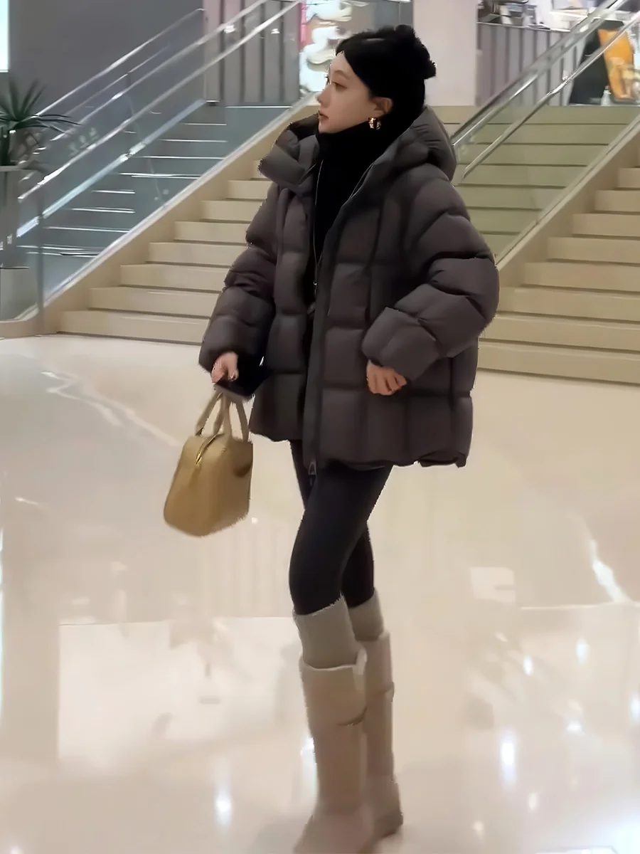 

Женская зимняя куртка-пуховик средней длины, модная, для повседневной носки, на молнии, однотонная, прямого кроя