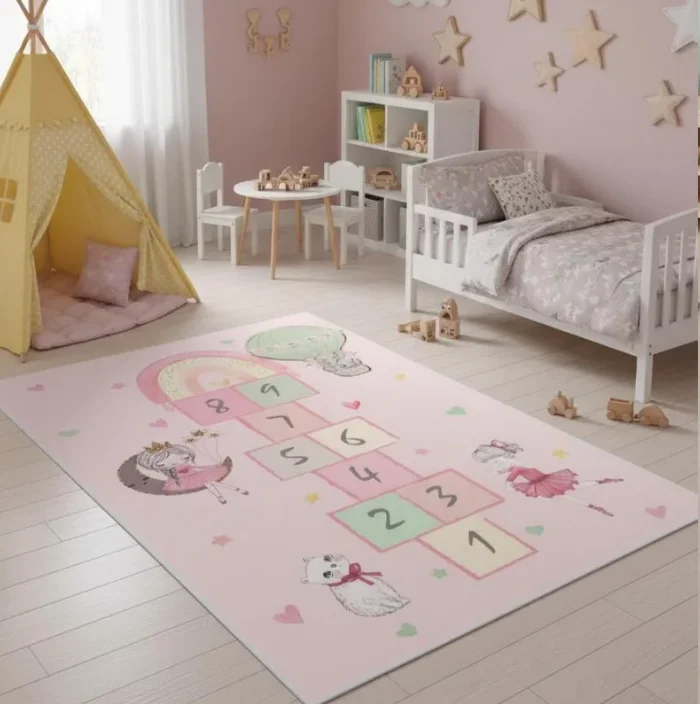 Ballet Girl Kid Hopscotch Rug Play Mat Numbers Learning Dinosaur Living Room Carpet Door Mat Bedroom Carpet Outdoor Home Carpets