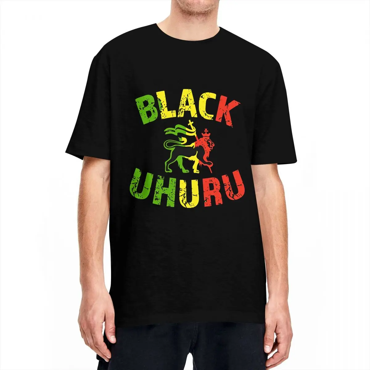 Black Uhuru Jamaican Lion T Shirt Couple Jamaica Flag Streetwear Cotton T Shirts Summer O-Neck Hip Hop Tee Shirt Plus Size Tops